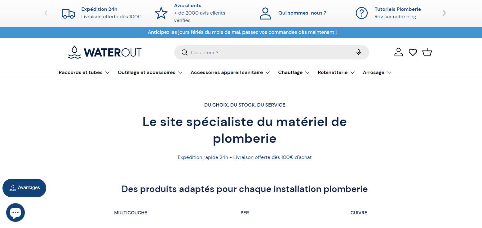 waterout fournisseur de plomberie