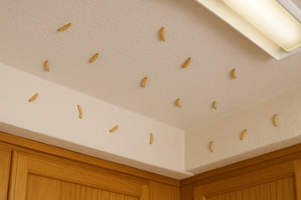 larves de mites au plafond