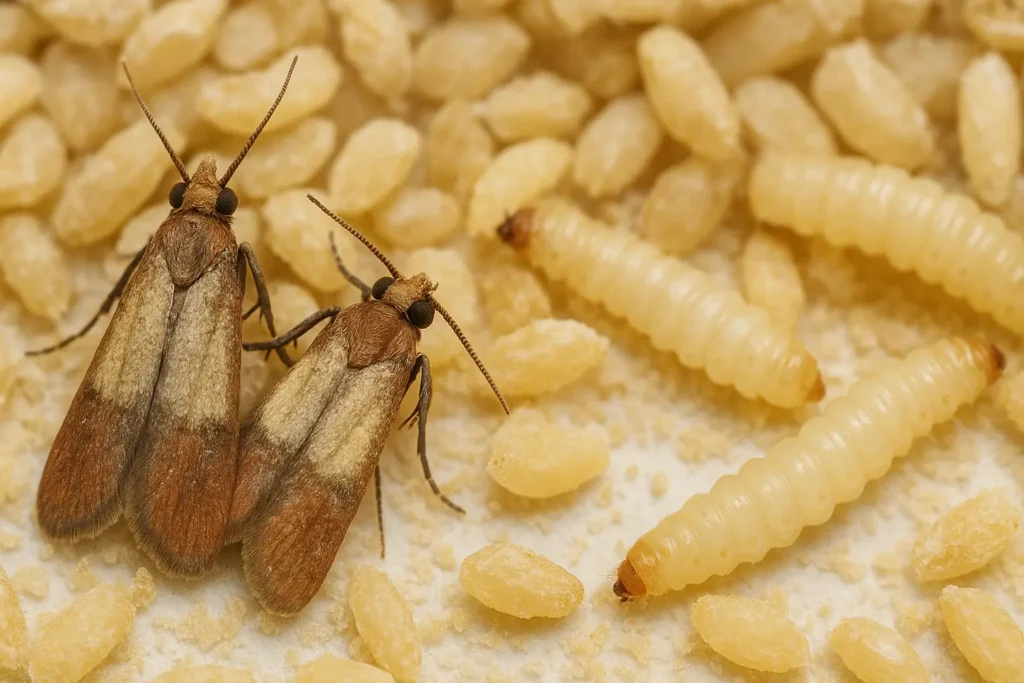 larves de mites au plafond