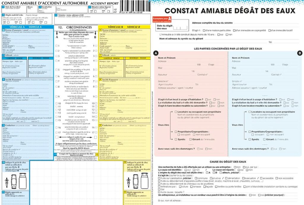 constat amiable dégât des eaux qui est à et b