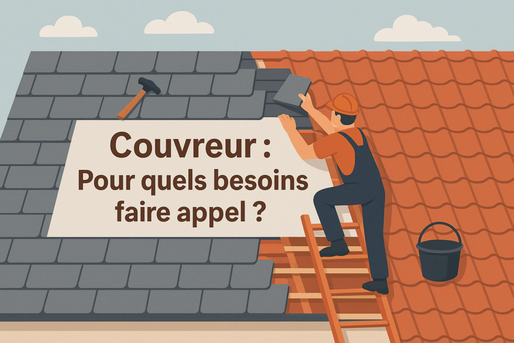 couvreur professionnel réparant toiture tuiles ardoises