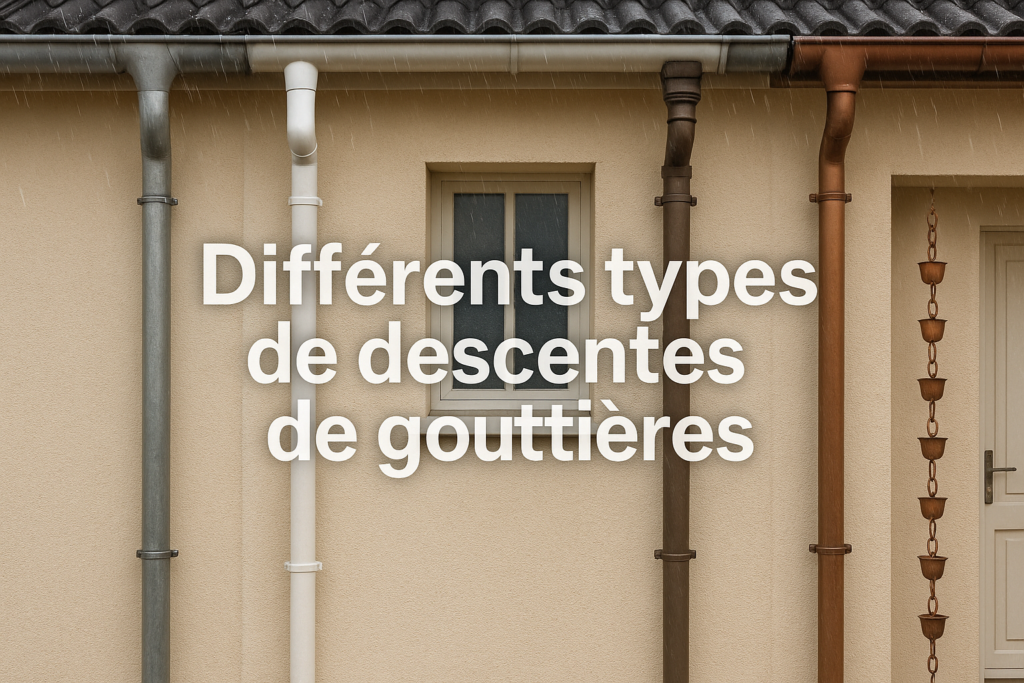 types de descentes de gouttières rondes carrées moulurées chaîne de pluie différents matériaux