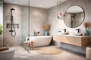 salle de bain moderne avec du carrelage