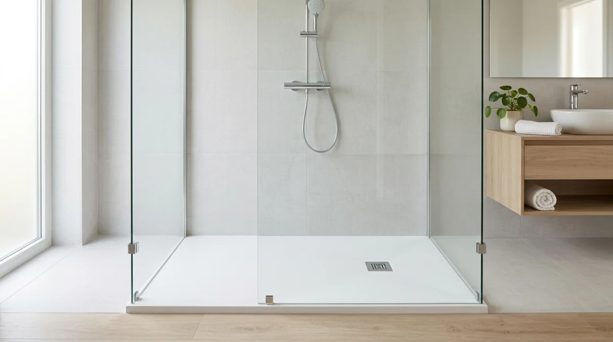 Receveur de douche moderne en résine de haute qualité, idéal pour remplacer un receveur de douche à éviter.